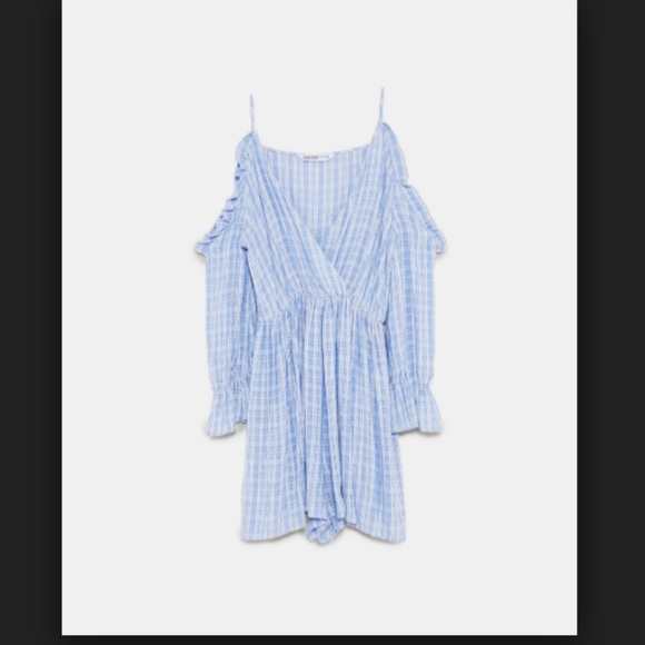 ZARA // Wrap Cold Shoulder Frill Ruffle Romper - Picture 2 of 4